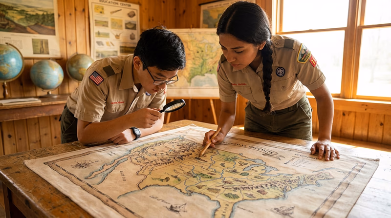 An illustrated map showing a country's key geographic features with labels showing how each feature connects to the economy