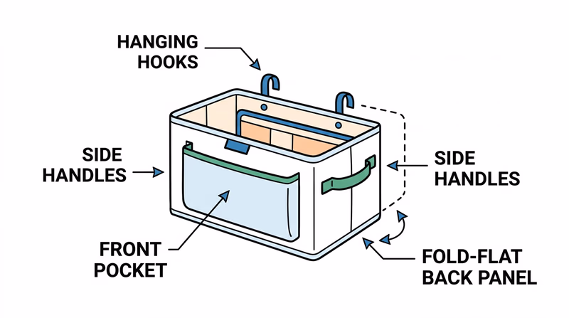 Labeled sketch example of a simple invention showing major parts and callouts